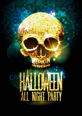 酒吧万圣节骷髅海报